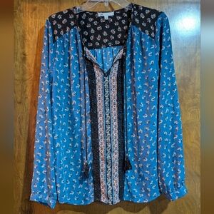 Dr2 Floral Blue Women's Top L